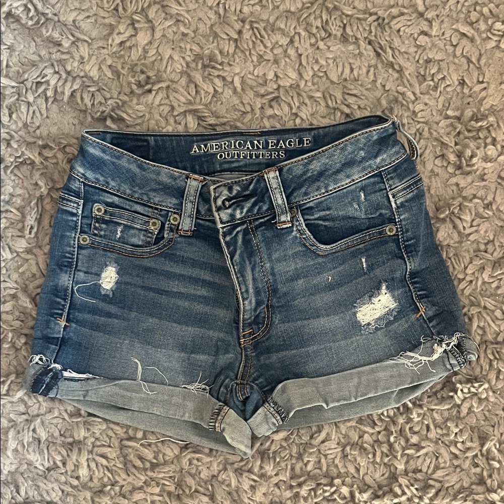 American Eagle Distressed Blue Jean Shorts